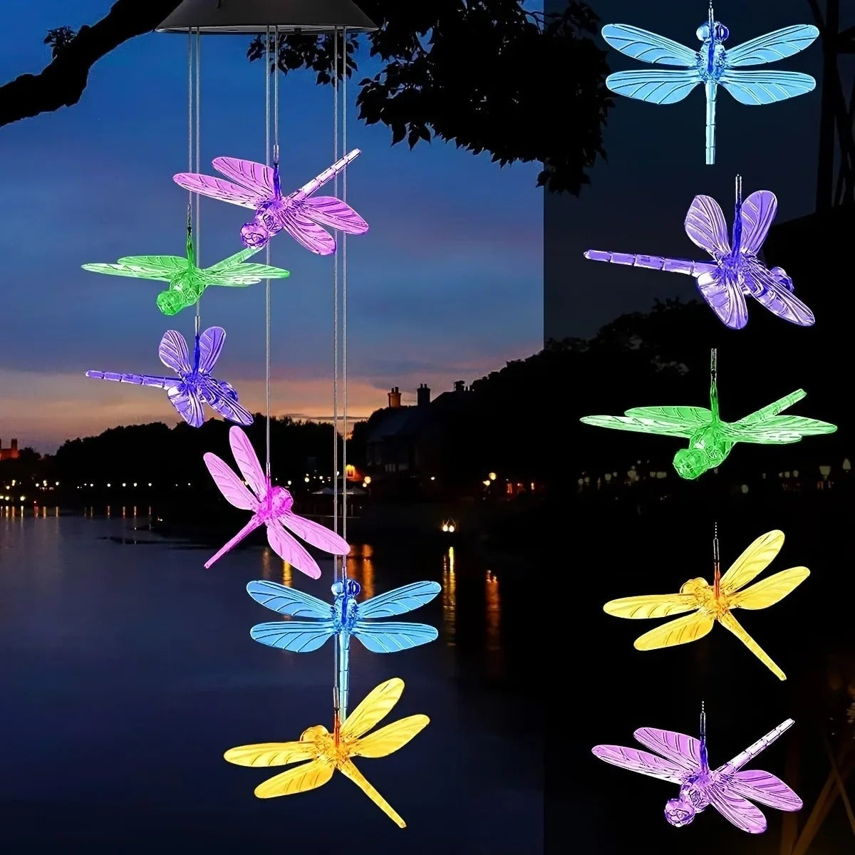 Solar Wind Chime Light — Color-Changing Hanging Garden Decor, Dusk-to-Dawn Glow