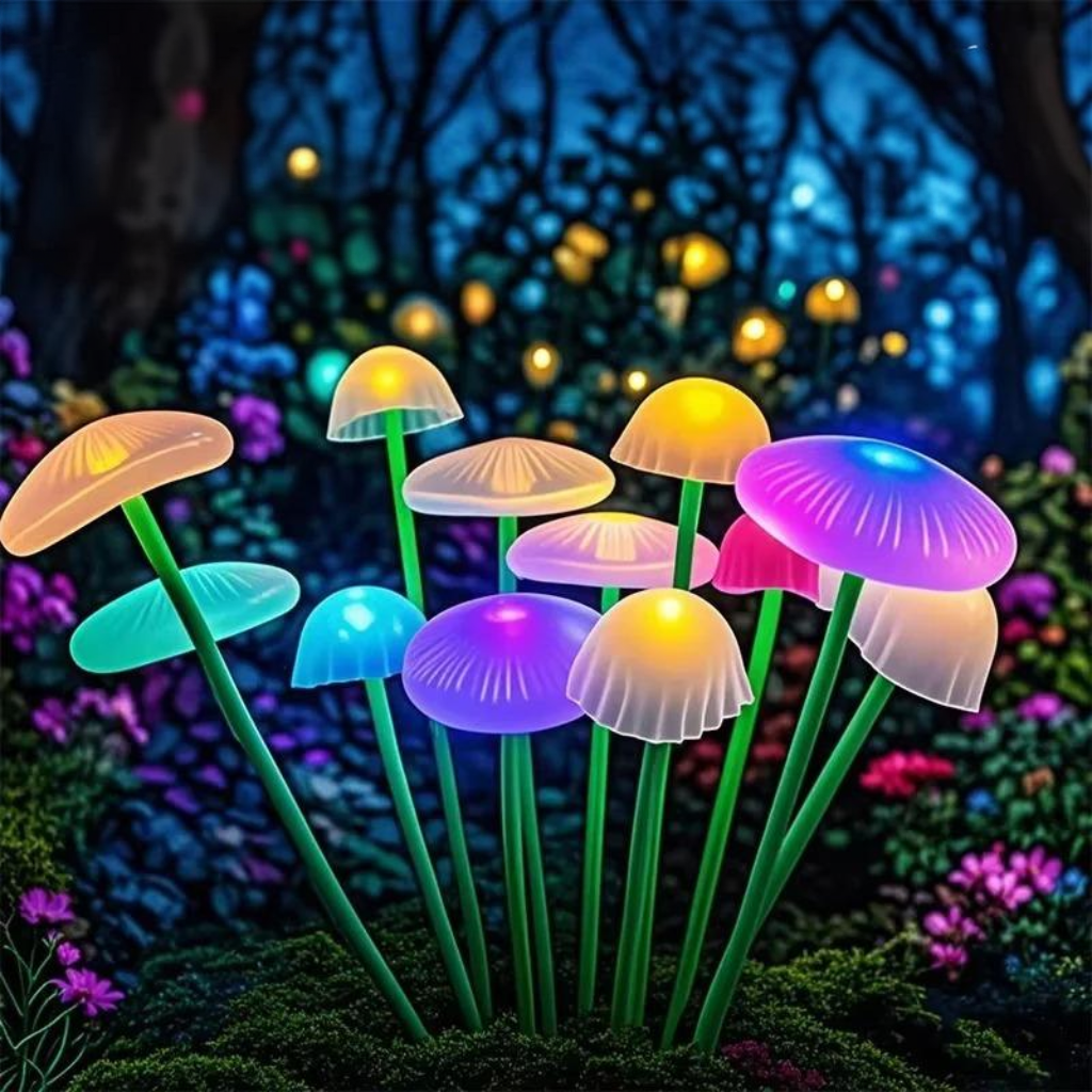 Solar Mushroom Garden Lights — Dusk-to-Dawn Glow, No Wiring