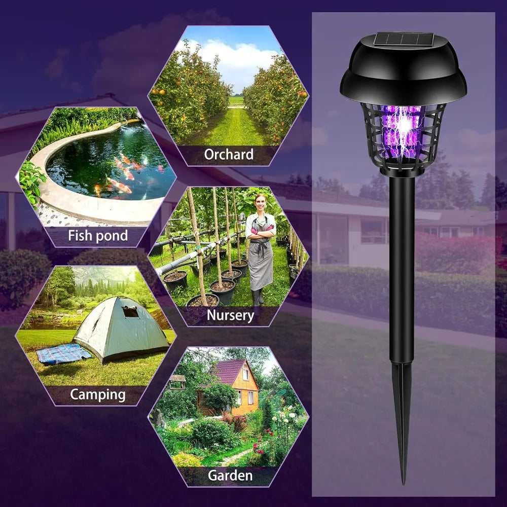 Solar bug zapper waterproof outdoor lamp