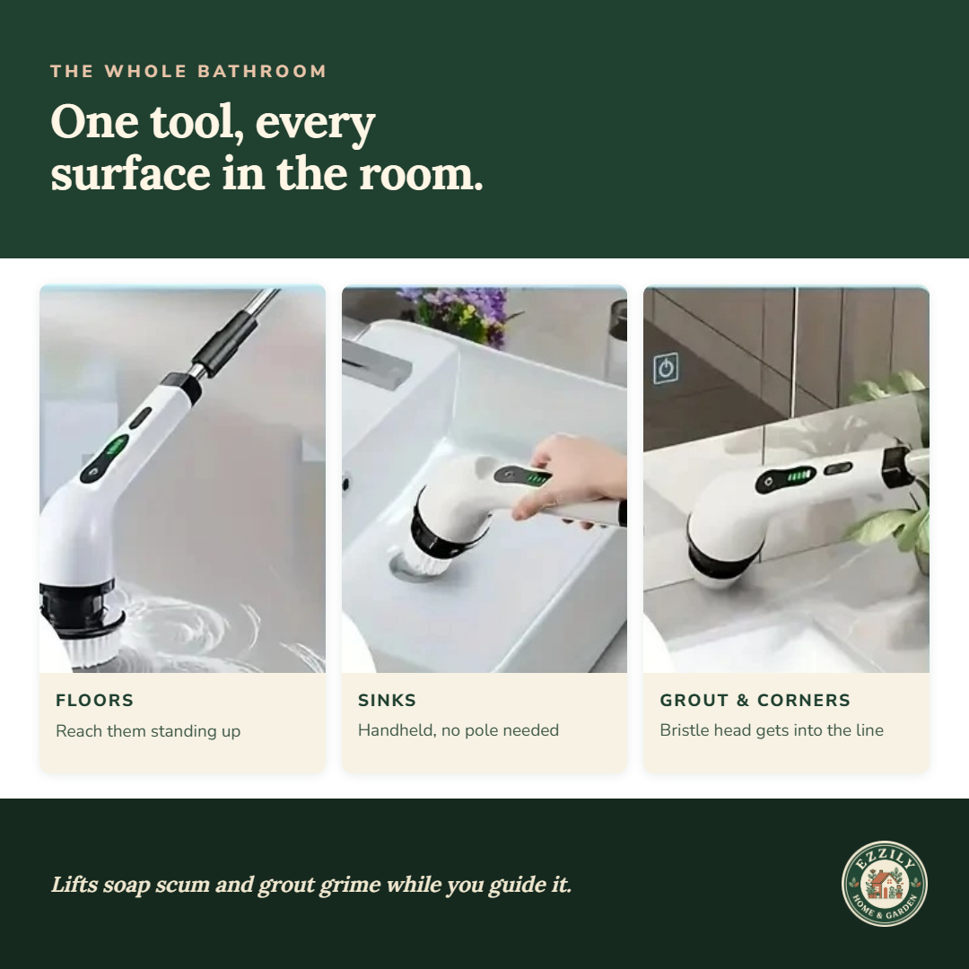 Cordless Electric Spin Scrubber — 7 Brush Heads for Tub, Tile & Floors