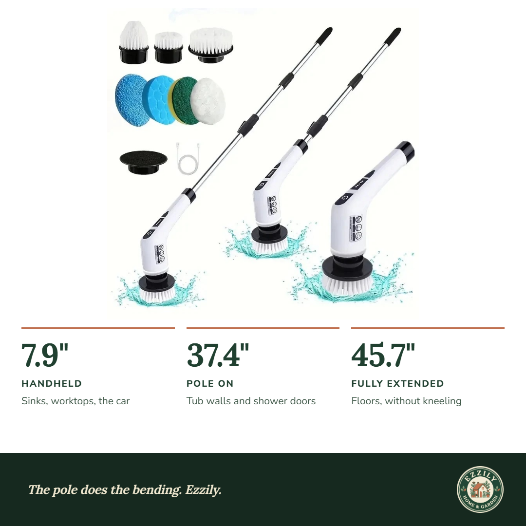 Cordless Electric Spin Scrubber — 7 Brush Heads for Tub, Tile & Floors