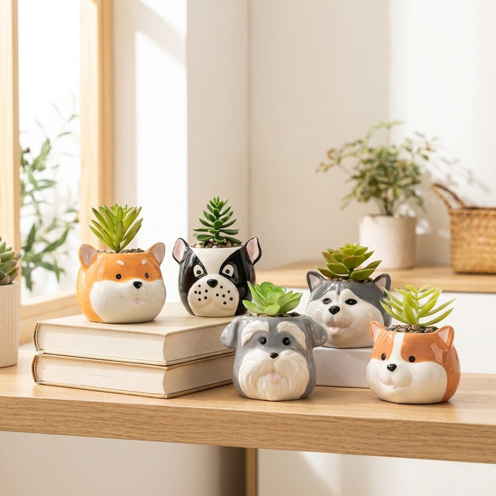 Cute Ceramic Dog Succulent Planter