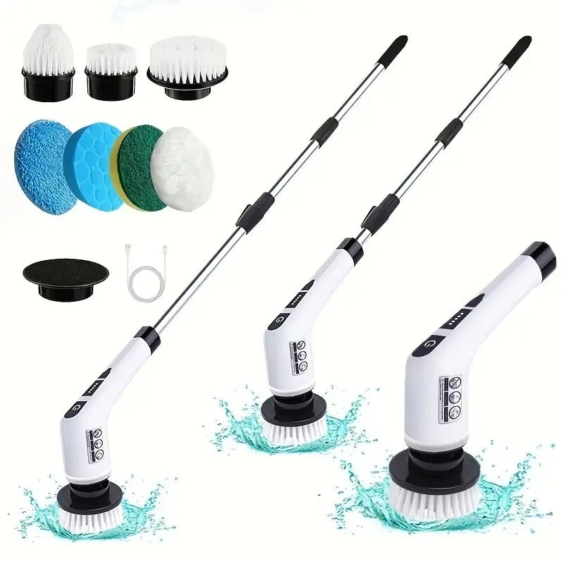 Cordless Electric Spin Scrubber — 7 Brush Heads for Tub, Tile & Floors