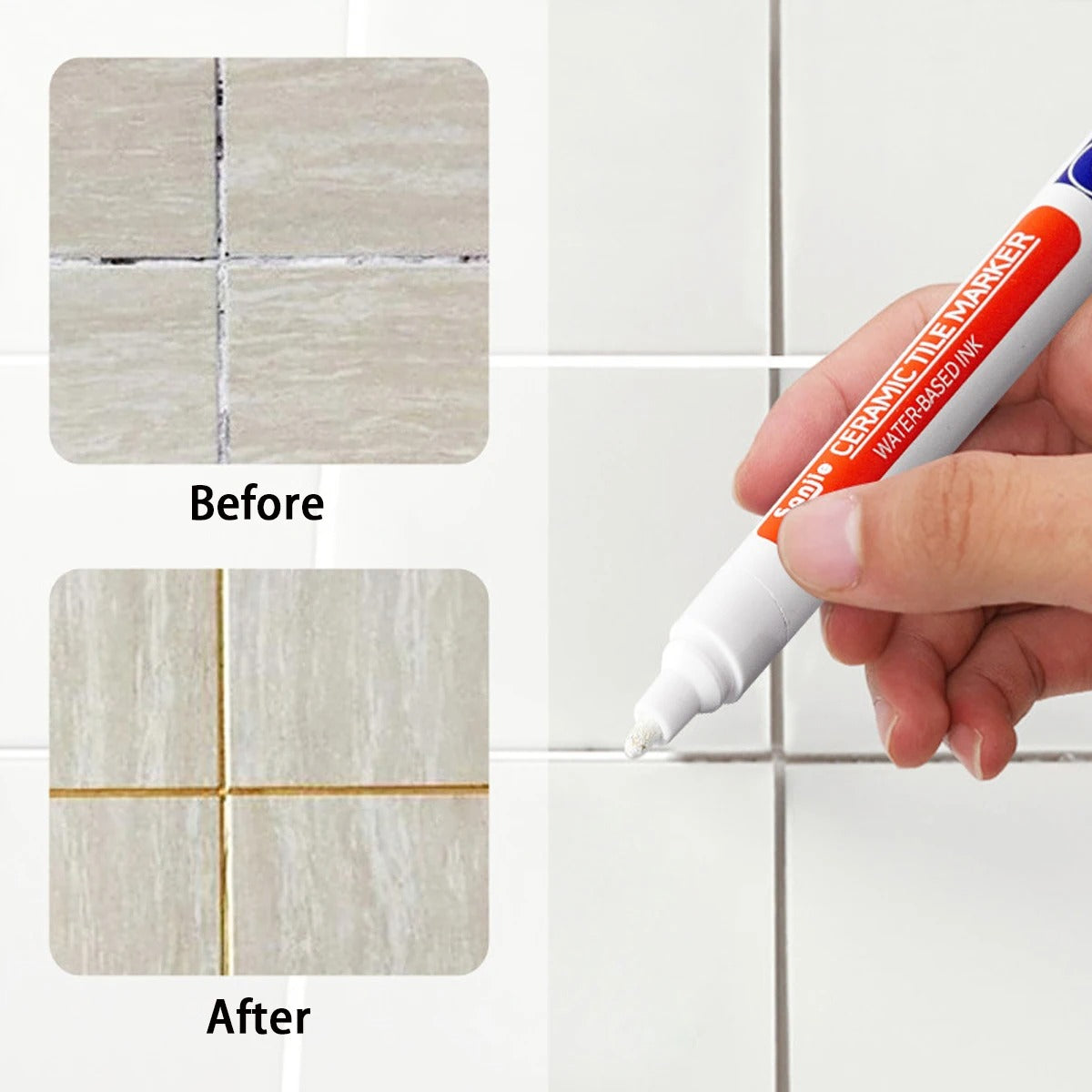 Grout Pen — Restore Dingy Tile Grout to Bright White, No Scrubbing