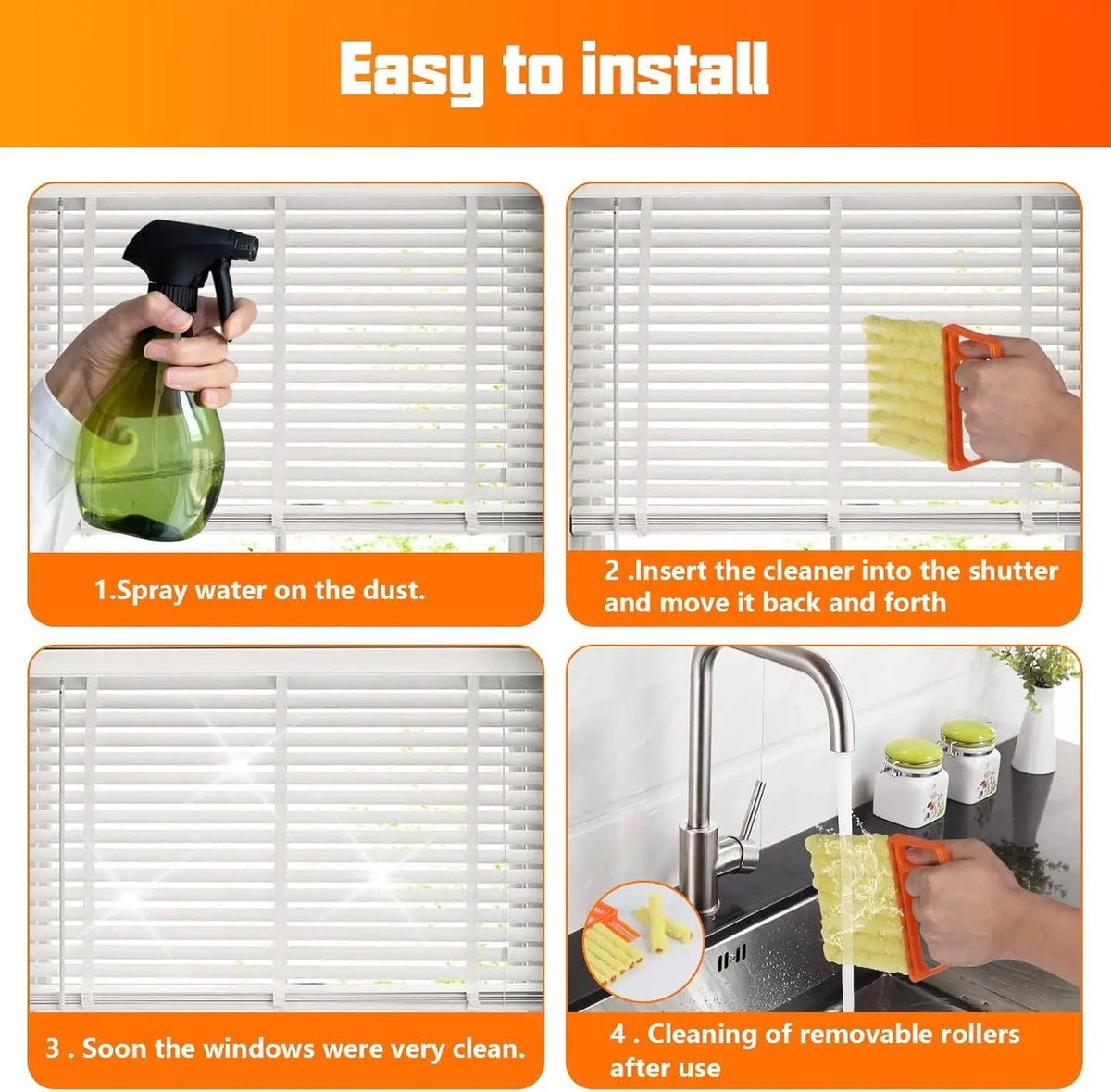 Blind & Vent Duster Set — 7-Finger Microfiber Cleaner, Washable (3-Pack)