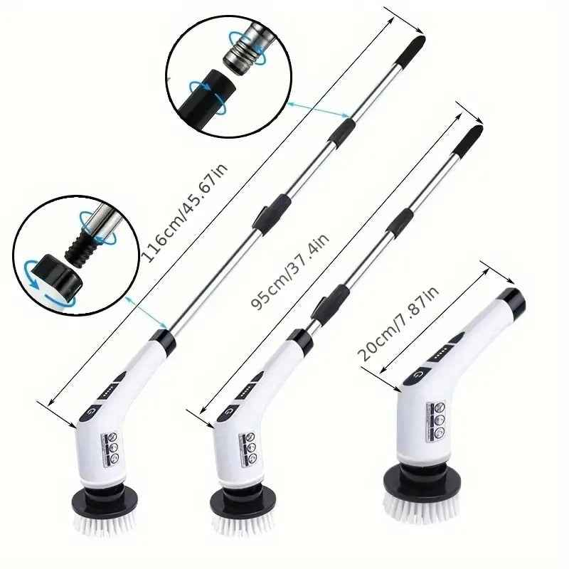 Cordless Electric Spin Scrubber — 7 Brush Heads for Tub, Tile & Floors