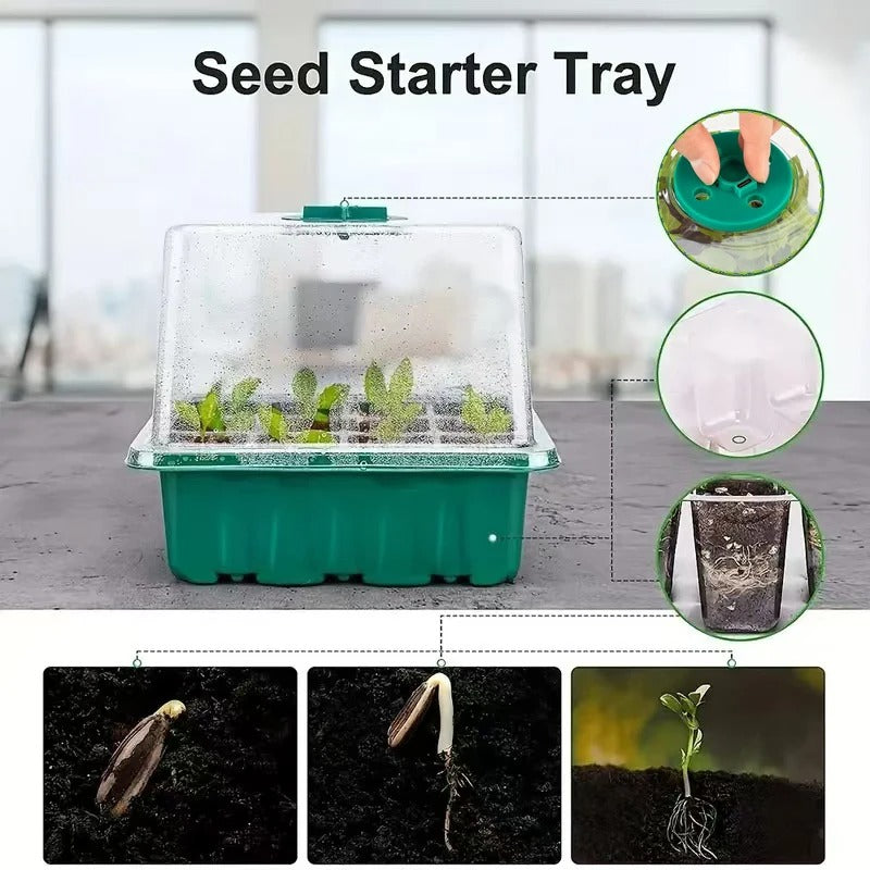Seed Starter Kit with Grow Light & Humidity Dome (2-Pack)