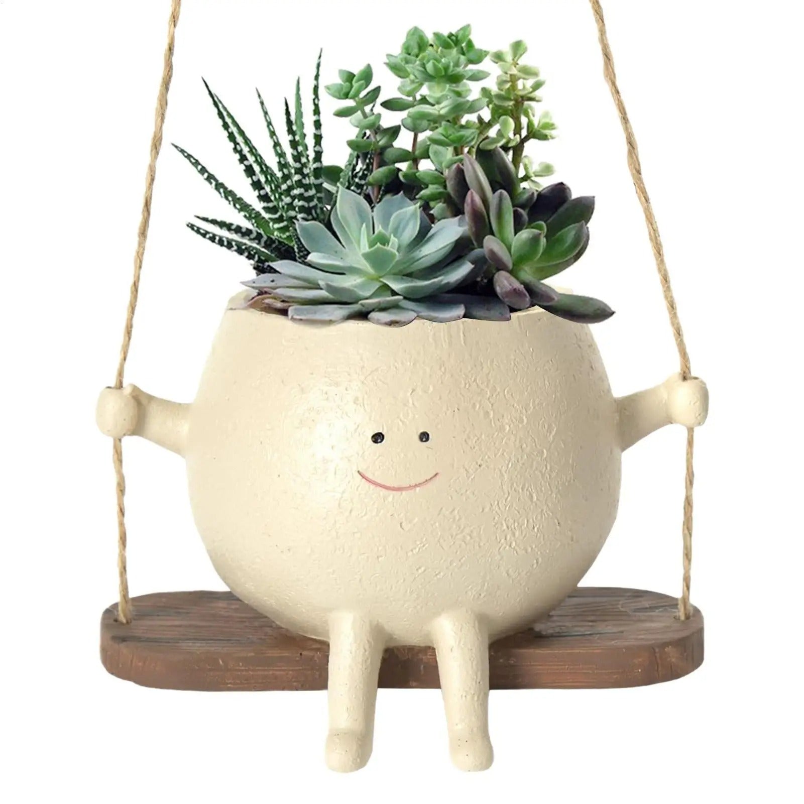 Happy Swinging Planter — Hanging Head Pot for Succulents & Trailing Plants