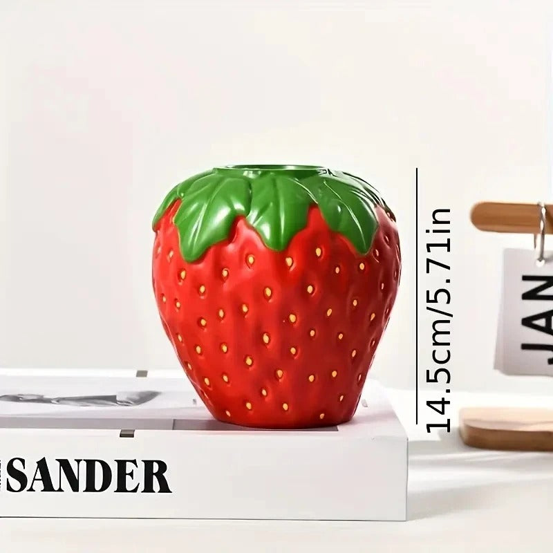 Strawberry Vase — Sculpted Bud Vase for Flowers & Home Decor