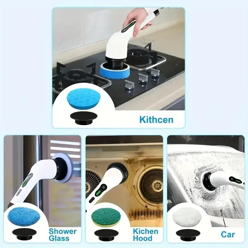 Cordless Electric Spin Scrubber — 7 Brush Heads for Tub, Tile & Floors