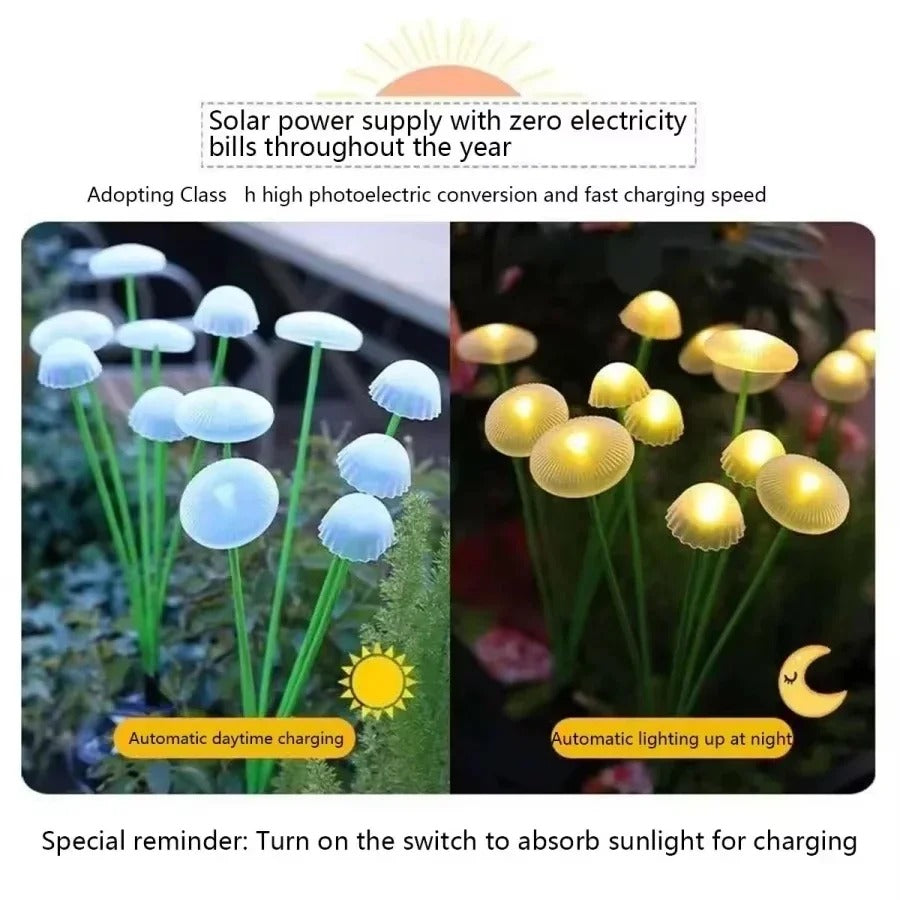 Solar Mushroom Garden Lights — Dusk-to-Dawn Glow, No Wiring