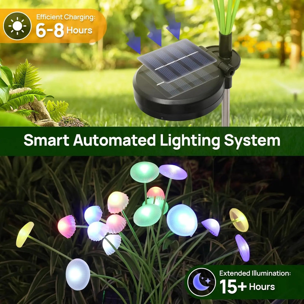 Solar Mushroom Garden Lights — Dusk-to-Dawn Glow, No Wiring