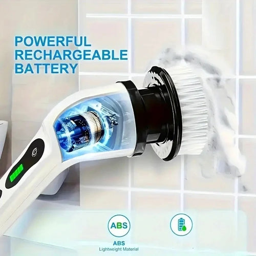 Cordless Electric Spin Scrubber — 7 Brush Heads for Tub, Tile & Floors