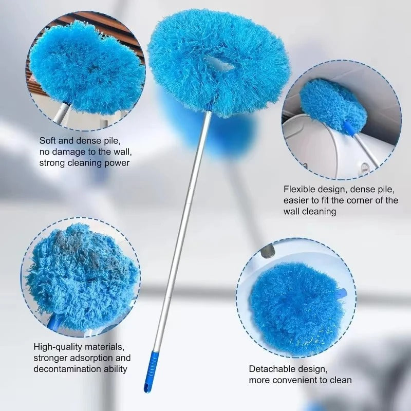 Microfiber Ceiling Fan Duster — Flexible Long-Handle Cleaner for Fans, Vents & Blinds