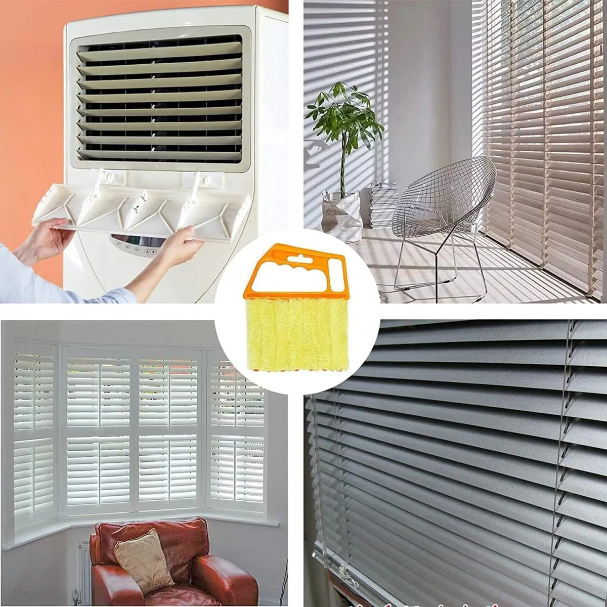 Blind & Vent Duster Set — 7-Finger Microfiber Cleaner, Washable (3-Pack)