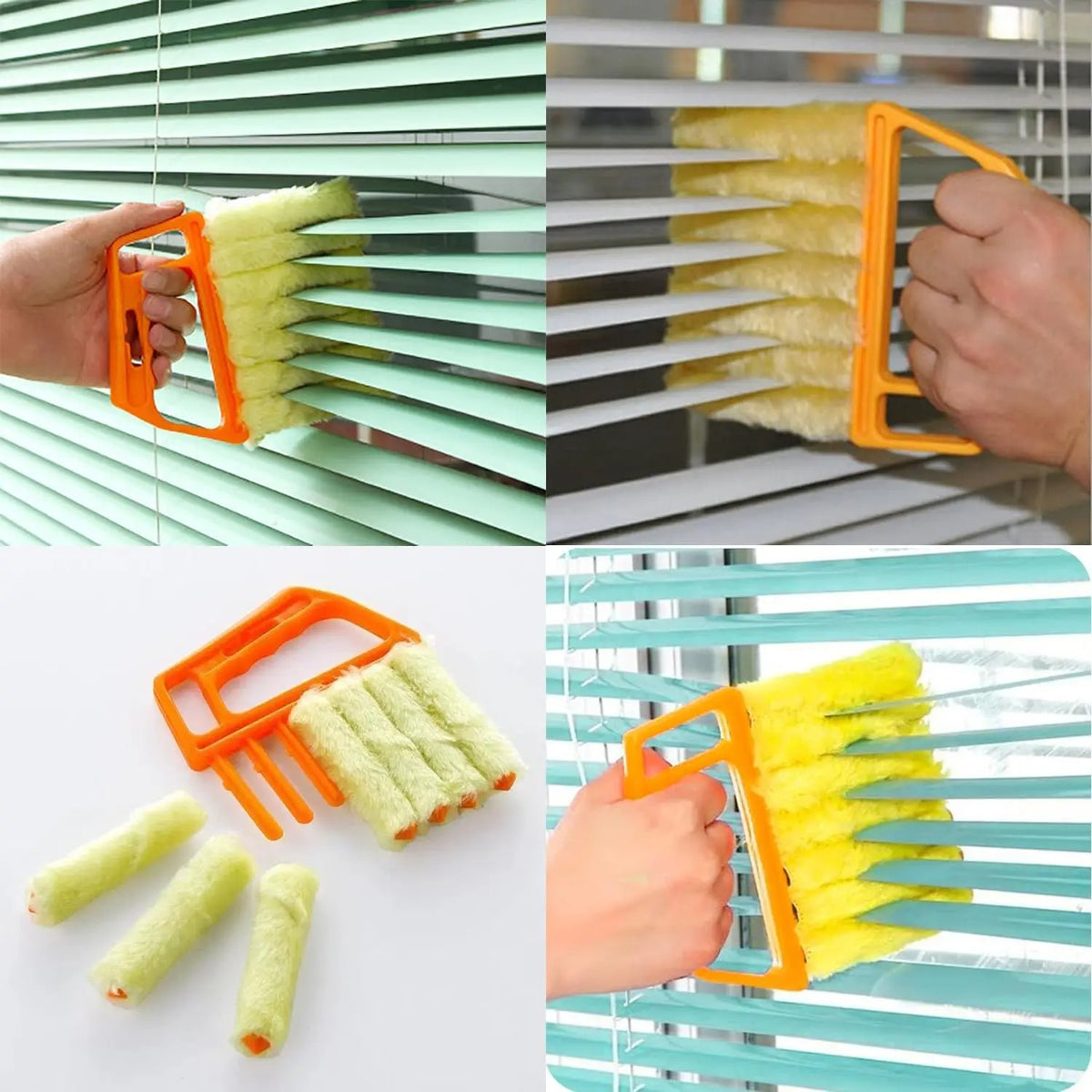 Blind & Vent Duster Set — 7-Finger Microfiber Cleaner, Washable (3-Pack)